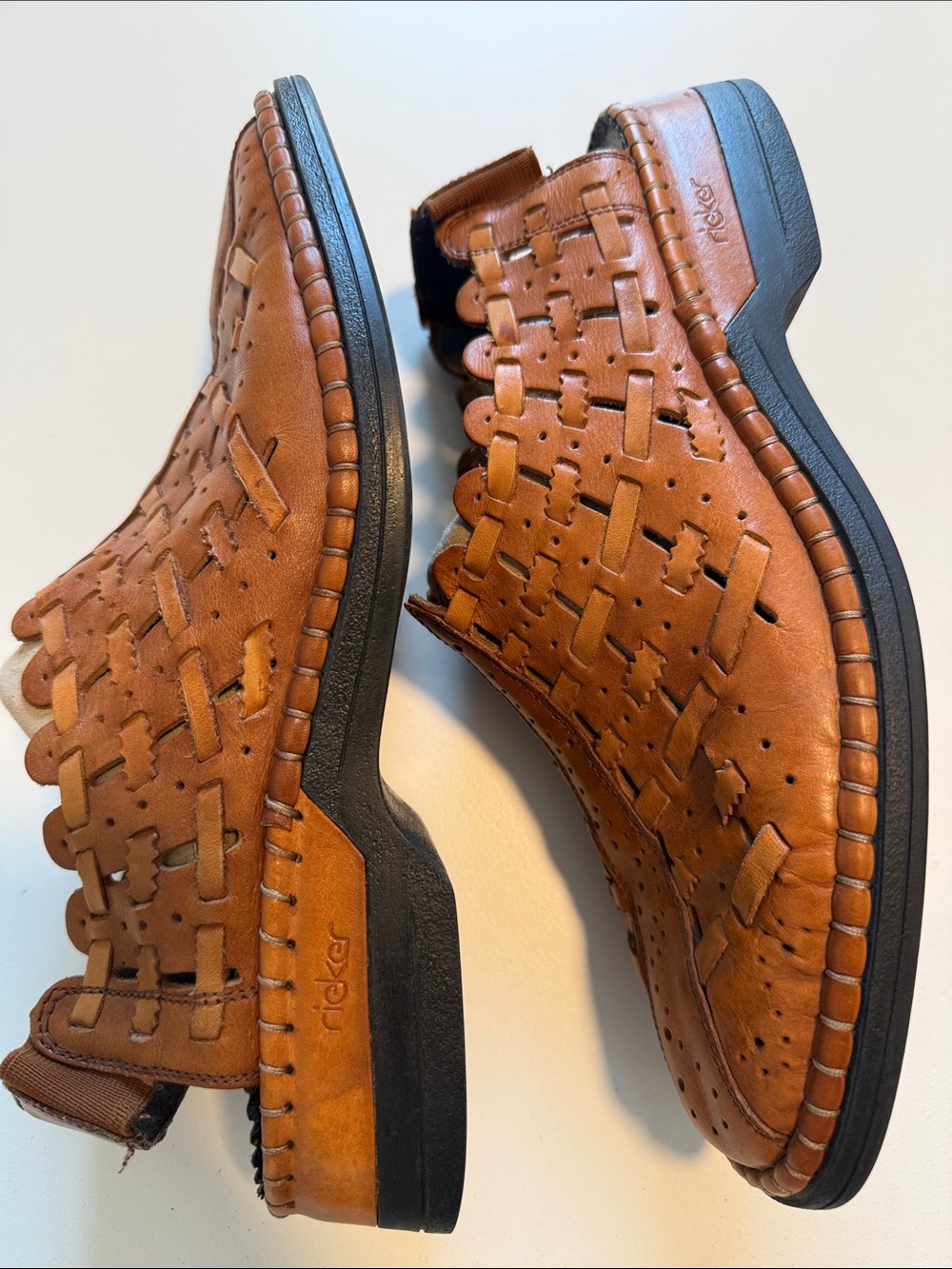 Rieker brown woven slingback sandals sz 41 - Picture 4 of 8